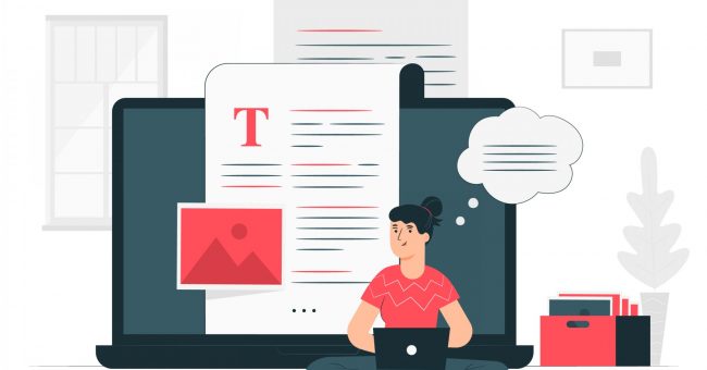 Woman writing a blog post